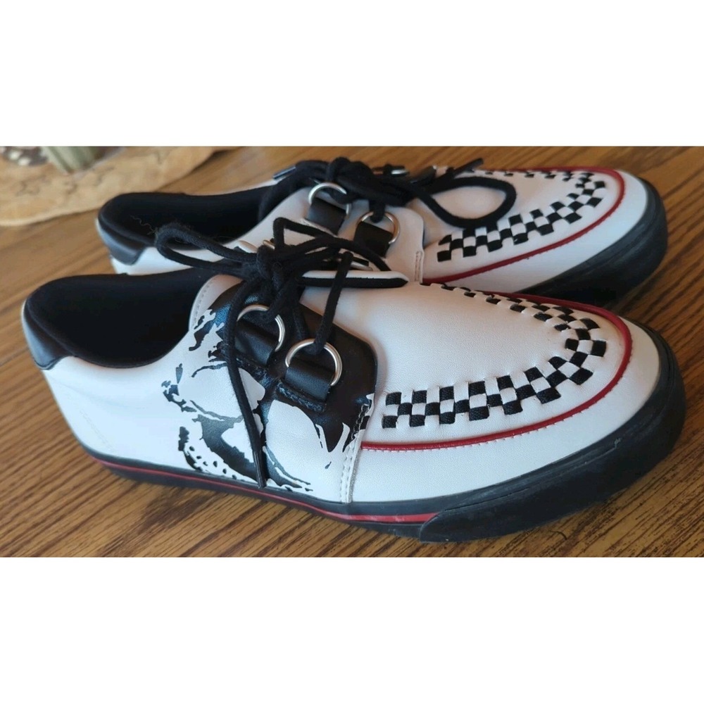 Unisex TUK Creeper Sneaker Men's 7 Women's 9 White‎ Black & Red Trim